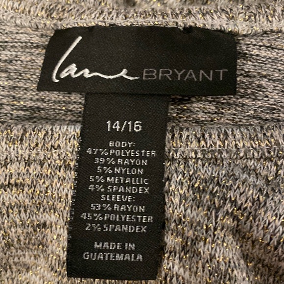 LANE BRYANT - blouse: knit asymmetric grey & blue s/s w stud silver 🩶- 14/16 - Picture 5 of 16